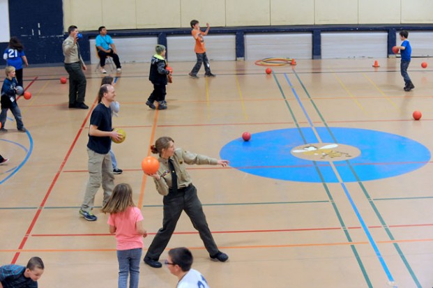 Border Patrol Explorers and law enforcement played several rousing games of dodge ball.