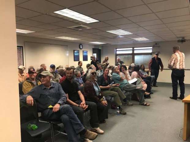 About 50 community members attended an Okanogan County PUD meeting held in Tonasket April 23. The majority of ratepayers were there to question and/or speak out about the PUD Commissioners ongoing pursuit of re-electrifying Enloe Dam. 