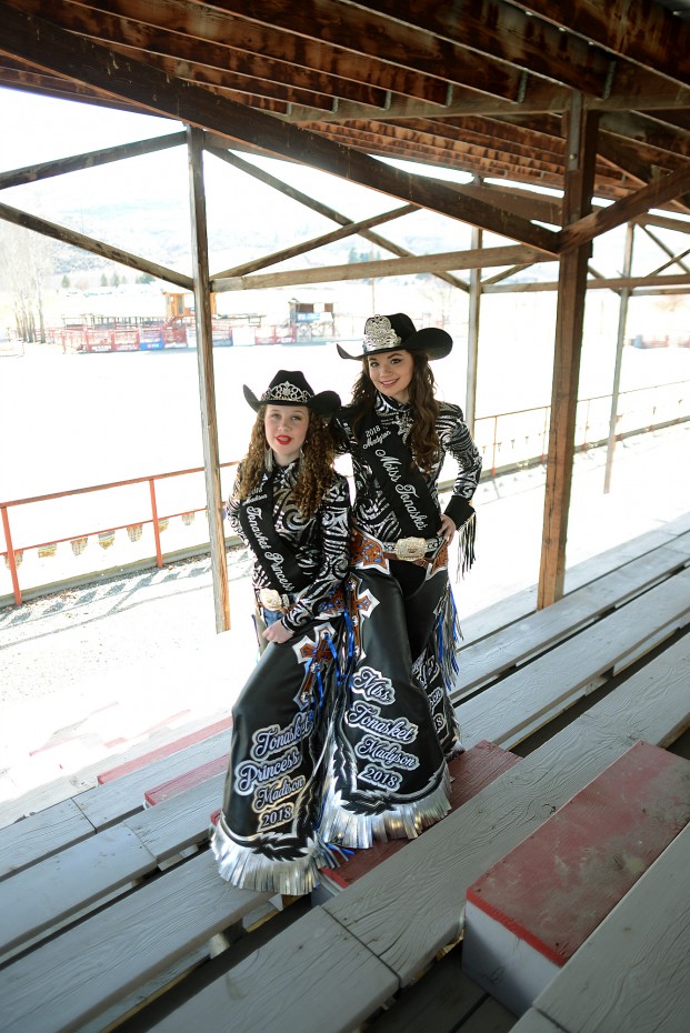 Submitted photo Queen Madyson Clark and Princess Madison Miller welcome everyone to the Tonasket Rodeo Grounds to enjoy this year’s Founders Day Rodeo on Friday, June 1 and Saturday, June 2.