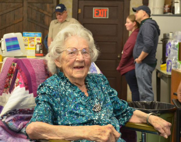 Claire Rise celebrated her 100th birthday with family and friends at the Molson Grange Hall. Mark Loe/Mark Loe