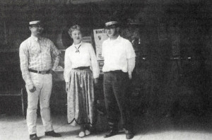 Also from All Roads Lead to Tonasket: "Lloyd Curtis, Dorothy Forbes and Roy Curtis in front of Roy's Rexall Pharmacy during Tonasket Fires, a game, parade and fireworks celebration sponsored by the Tonasket Merchant's Association."