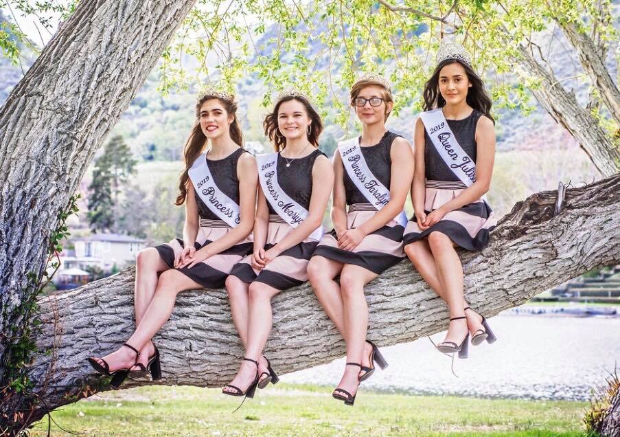 Staca Gattman/submitted photo May Festival Princesses Gwen Hankins, Mariya Mathis, Taralyn Fox and Queen Julissa Alvarez invite people to “Take a Walk to Remember,” at this year’s 85th annual Oroville May Festival on Friday and Saturday, May 10 and 11. The fun begins with the coronation on Friday at 7 p.m. at Oroville High School. The Grand Parade is Saturday, starting at 10 a.m.