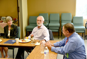 U.S. Representative Dan Newhouse, 4th Congressional District (center), and state Senator Linda Parlette (12th Dist.)  and Mid-Valley Hospital CEO Alan Fisher.