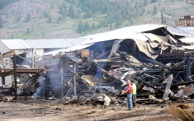 Gary DeVon/staff photo Fire destroyed the main mill building at Zosel's sawmill in June. The building and equipment was uninsured and remains closed.