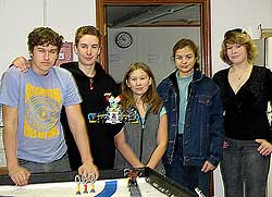 Team “Green Edge,” (L-R) Teen coach Jonathan Snyder, Dan Kiesecker, Robin Snyder, Elizabeth Clemen and Lindsey Prince. The team won a berth to the state tournament held Dec. 8 in Bellevue, team coach Martha Bosch said. Inspired by the Sunny Okanogan,