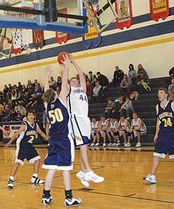 Photos by Terry MillsTonasket’s Grant Leavell takes a shot during the game.