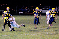 Photo by Dan LepleyFreshman running back Nicky Perez had just over 160 yards rushing for the night against the Manson Trojans during the annual Homecoming Game.