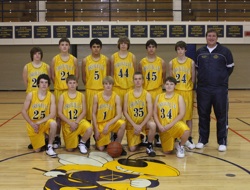 The 2008-2009 Oroville Hornet Junior Varsity Basketball Team is: (front row, L-R) J.D. King, Matt Egerton, Preston Iverson, Rasmus Larsen, Chad Tibbs (back row) Brett Clough, Zach Speiker, Anthony Egerton, Tyler Clark, Charlie DeMartino, Colton Mead and C