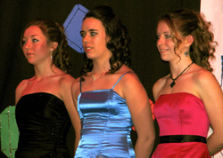 Three young ladies, all juniors at Oroville High School, participated in May Festival Royalty Selection Night at the Oroville High School Commons. The 2009 May Festival Royalty are (L-R) Princess Rachel Peters, Princess Serena Carper and Queen Kayla McKin