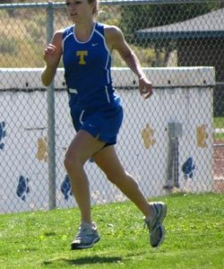 Jessica Spear of Tonasket beginning her second lap on the Tonasket course during the cross country meet on Saturday, Sept. 12. Spear finished in fourth place with a time of 20:53.Photo by Emily Hanson