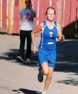 Jessica Spear of Tonasket running for the cross country team in the Omak meet Friday, Sept. 18. Spear finished in first place for the girls team with a time of 22:19.