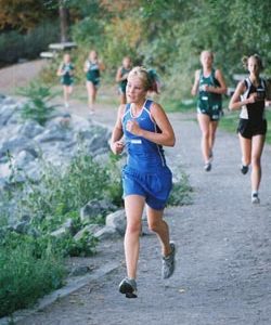 Amy Johnson running at the Omak-Chelan Tonasket Dual on Wednesday, Sept. 30. Spear finished the 2.1 mile two lap course with a time of 16:33.Submitted by Bob Thornton