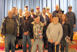 Many Tonasket veterans were present at the high school Veterans Day Assembly on Tuesday, Nov. 10. Shown here are Dale White, Tony Smith, Chuck Gavin, Karen Schimpf, Jack Lorz, Jim Pruitt, Ted Vasilieff, Wally Moore, Shirley Schaub, Bill Taylor, Lloyd Kenn