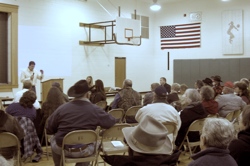 A crowd of about 50 people met at the Virginia Grainger Elementary School on Thursday, Dec. 3 to continue discussions on the Okanogan County Comprehensive Plan. Jon Wyss of the coalition was the main speaker. Photos by Emily Hanson