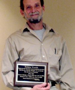 Outgoing Tonasket Mayor Patrick Walter received a plaque at the last regular city council meeting honoring his years of service.