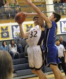 Blaine Wagner, a senior on the Oroville Hornets, scored 12 points against the Soap Lake Eagles last Saturday. He led the Hornets in rebounds with 11 for the night.