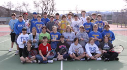 The 2010 Tonasket tennis team. In the front row, from left to right, are: Tori Hartley, Cierra Williams, Michaela Newton, Kelly Cruz, Alicia Edwards and Stephanie Brunell. In the second row from the front, from left to right, are: Brenda Ramos, Lillyrose