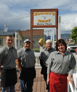 The crew at the Hornets Nest (L-R) Matt Sharpe, Alex Carranza, Scott Baugher and America Perez. Photo by Gary DeVon