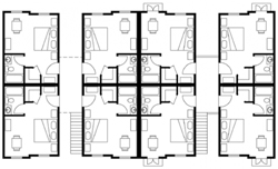 A diagram of the floor plan of The Melrose design of a ‘Green Built’ hotel.