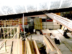 A top view of the back room of the Tonasket Community Cultural Center, which has been under construction since the end of May to improve the heating and cooling system, replace the walls, windows and floors and to build a new stage.CCC mid-way through con