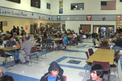 Around 138 adults and students enjoyed a barbecue dinner prepared by Tonasket School Board members Jerry Asmussen, Lloyd Caton and Tonasket School District Superintendent Paul Turner on Tuesday, Aug. 31 during the Welcome Back to School Barbecue. Photo by