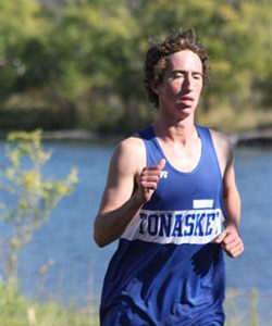 Tonasket senior Matt Gschiel running by himself at the Oroville Invitational on Saturday, Oct. 16. Gschiel finished the race in ninth place, his best race of the season so far. Submitted by Bob Thornton