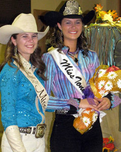 The 2010 Tonasket Rodeo Queen Taylor Ayers (left) crowned the 2011 Tonasket Rodeo Queen Jerian Ashley (right) at the coronation ceremony held at the Tonasket Eagles on Saturday, Oct. 23. Photo by Emily Hanson