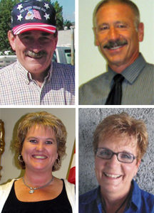 Clockwise from top left: Commissioner candidate Jim Detro, sheriff candidate Frank Rogers, clerk candidate Charleen Groomes and treasurer candidate Leah McCormack.