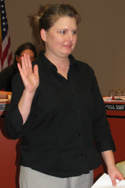 1688a Selena Hines was sworn in as the newest member of the Tonasket City Council during their meeting on Tuesday, Jan. 11. Photo by Emily Hanson