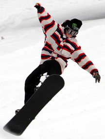 Jacob Cory of Tonasket catches some air while competing in the Sitzmark Rail Jam last Saturday. Cory came in third in the in the 14- to 17-year-old division of the snowboard competition. Photo by Gary DeVon