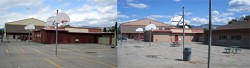 Before and after pictures of the Oroville Elementary School looking from the south end. The school received all new paint on it’s exterior.