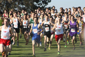 Damon Halvorsen (1177) of Tonasket is off and running to start the state 1A cross country championship run in Pasco on Nov. 5.