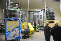 Vo-Ag teachers Walt Arnold from Oroville and Matt Debach from Tonasket get a look at Carbon Cycle Crush's Oroville canola crush plant last Monday. Debach also brought several FFA students to tour the operation. Photos by Gary DeVon