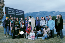 Community members from both sides of the border gathered for a group photo commemorating the 2012 "Join Me on the Bridge" event held at the Oroville/Osoyoos Port of Entry last Thursday afternoon. Photos by Gary DeVon