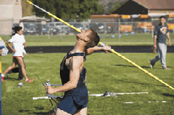 Luke Kindred finished third in the javelin for the Oroville boys.