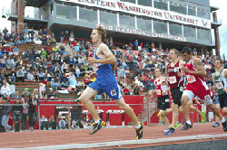 Brent Baker / staff photo — Tonasket's Damon Halvorsen broke the 10 minute barrier for the second straight meet and nearly matched his PR in finishing ninth in the 3200 at the 1A state finals on Saturday, May 26.