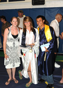 Graduate Katy Smith and her  sister Tracy and graduate Nick Perez. Photo by  Gary DeVon