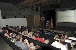 Film festival cofounders Mo Fine and Geoff Klein address film goers at the Tumbleweed International Film Festival held Aug. 16 to 18 at the NK'MIP Desert Cultural Center. Photos by Gary DeVon