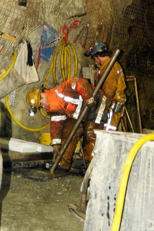 Gary DeVon/G-T file photo Geologists take core samples to determine the richness of the ore in one of the tunnels at the Buckhorn Mine near Chesaw last November.