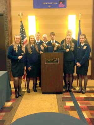 Serenity Poletti, Lexi Wahl, Brendan Asmussen, advisor Matt Deebach, Hunter Swanson, Johnna Terris, Seth Smith and Bonnie Siegfried earned silver metal honors in Rituals.