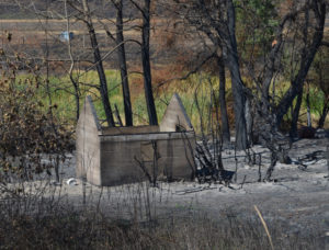 burn- concrete blocks left