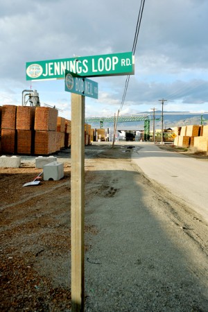 The junction of Jennings Loop and Bob Neil roads can be a busy place with car, truck and pedestrian traffic. Bob Neil Road is a convenient way to get to Jennings Loop from Highway 97 and trucks carrying freight to and from Oroville Reman and Reload, as well as Gold Digger Apples Inc. use the junction, as do residents who live in the area
