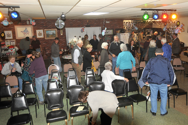 Gary DeVon/staff photos  People who attended last Thursday’s Candidates Forum at Vicki’s Backdoor Club took the opportunity to speak with candidates who make themselves available after the event was over. 