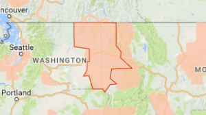 Source: National Weather Service Alert area: Okanogan, Pend Oreille and Spokane counties.