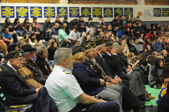 Gary DeVon/staff photo Some of the local veterans who attended last Thursday's Veteran's Day Assembly at Oroville High School.