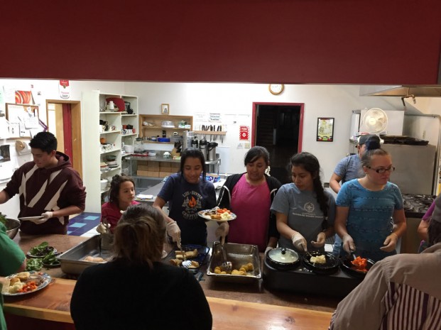Alex Eppel/submitted photo Students from Tonasket's TRIO Upward Bound program show appreciation for the community's support by assisting in serving at the CCC's monthly free community meal. Pictured left to right are Juane Puente, Araceli Torres, Rubi Capote, Christina Torres and Jamie Wilson. Behind Wilson is Isaac Gomez.