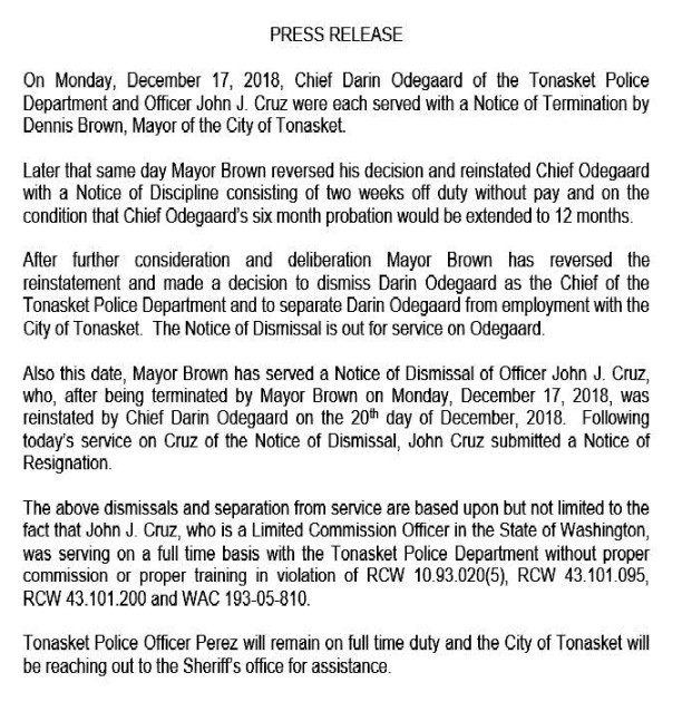 Tonasket Press Release