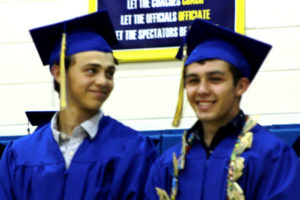 Jordan Thrasher, All League Football, Basketball and All League Track with Dawson Bretz, who recieved the Athletic Booster Club Scholarship and was recognized for graduating with an AA degree degree.