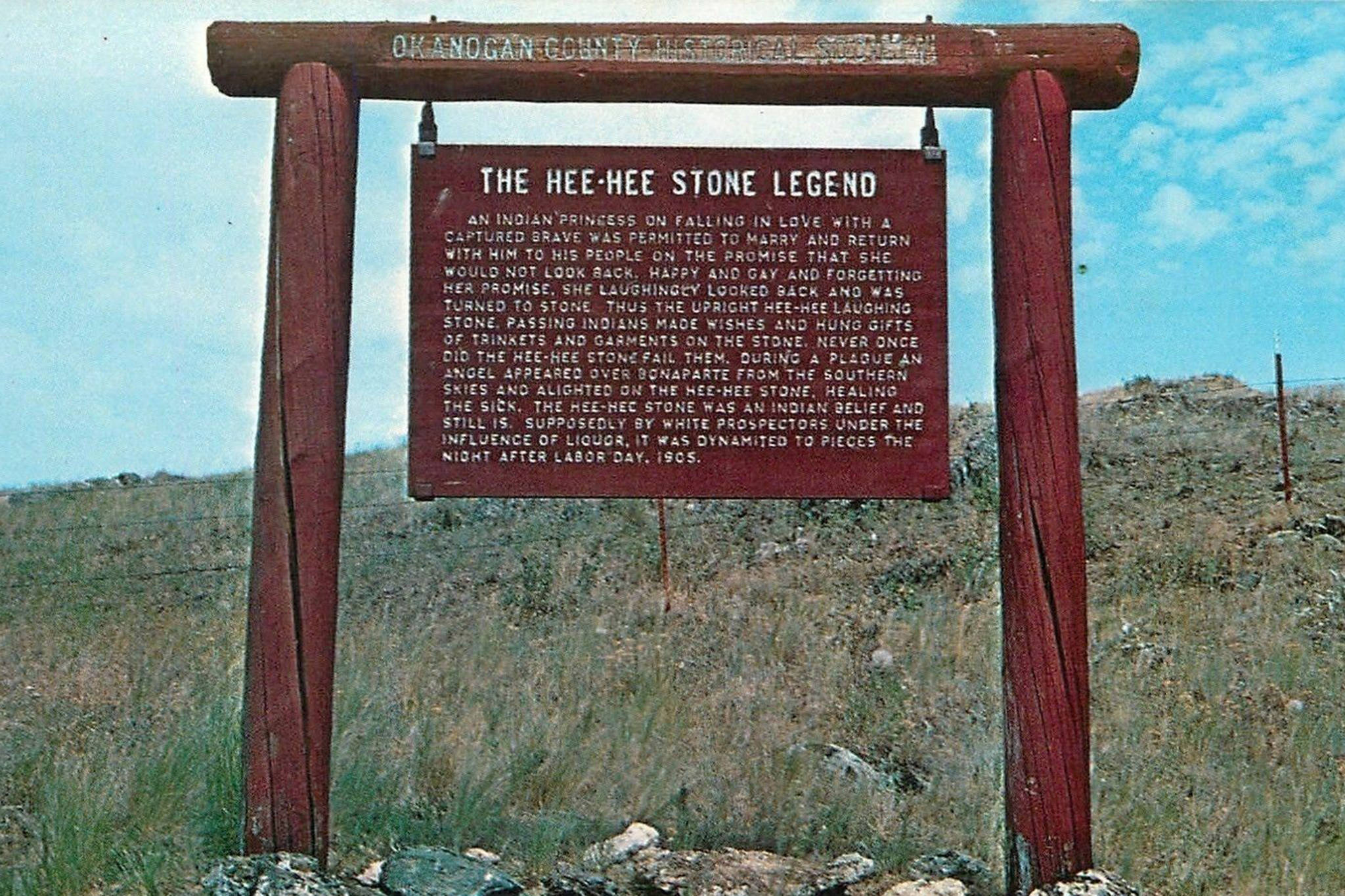 Okanogan County Historical Marker on way to Chesaw at location of the Te Hee Stone.