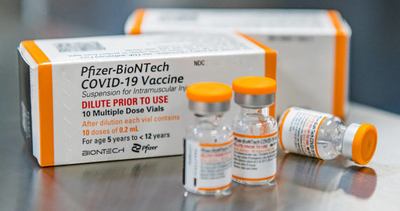 This October 2021 photo provided by Pfizer shows kid-size doses of its COVID-19 vaccine.
This October 2021 photo provided by Pfizer shows kid-size doses of its COVID-19 vaccine.